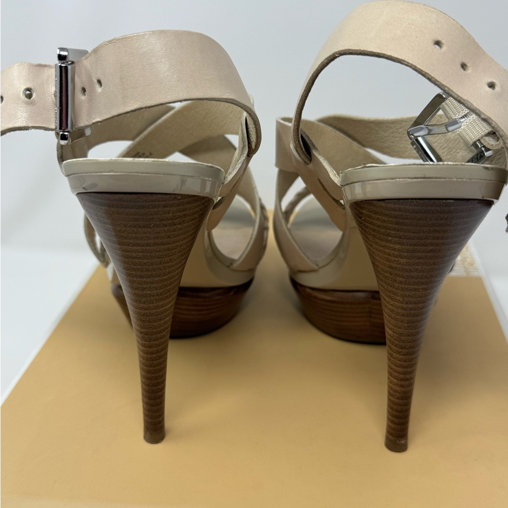 Michael Kors Strappy Platform Heels Beige Open Toe High Heel Sandals - Picture 8 of 12